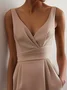 Women's Sleeveless Summer Plain Ruched Dress V Neck Commuting Going Out Urban Mini H-Line