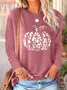 Women's Long Sleeve Tee T-shirt Spring/Fall Pumpkin Pattern Cotton-Blend Crew Neck Daily Going Out Casual Top Blue