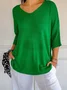 Yarn/Wool Yarn Casual V Neck Plain Sweater