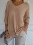 Yarn/Wool Yarn Casual V Neck Plain Sweater