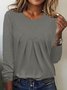 Women's Long Sleeve Tee T-shirt Spring/Fall Plain Jersey Crew Neck Daily Going Out Casual Top White