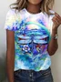 Women's Short Sleeve Tee T-shirt Summer Floral Jersey Crew Neck Daily Going Out Casual Top Color1