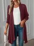 Knitted Casual Plain Kimono