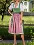 Women's Drindl Short Sleeve Summer Green Plain Buckle Sweetheart Neckline Puff Sleeve Daily Going Out Vintage Midi X-Line Dress