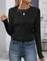 Women's Long Sleeve Blouse Spring/Fall Plain Crew Neck Daily Going Out Casual Top Apricot