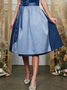 Women's Short Sleeve Summer Polka Dots Bow Dress Square Neck Party Going Out Vintage Midi X-Line Blue