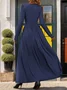 Women's Short Sleeve Summer Plain Lace Dress V Neck Daily Going Out Casual Maxi X-Line Deep Gray