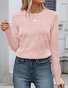 Women's Long Sleeve Blouse Spring/Fall Plain Crew Neck Daily Going Out Casual Top Apricot