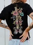 Women's Short Sleeve Tee T-shirt Summer Floral Printing Cotton Crew Neck Daily Going Out Casual Top Black