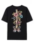 Women's Short Sleeve Tee T-shirt Summer Floral Printing Cotton Crew Neck Daily Going Out Casual Top Black