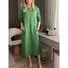 Women's Long Sleeve Spring/Fall Plain Cotton Dress Crew Neck Daily Going Out Casual Midi H-Line White