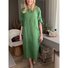 Women's Long Sleeve Spring/Fall Plain Cotton Dress Crew Neck Daily Going Out Casual Midi H-Line White