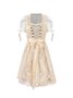 Dirndl Oktoberfest Holiday Lace-up Paneled V-neck Short Sleeve Midi Dress