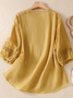 Women's Short Sleeve Blouse Summer Plain Embroidery Cotton And Linen Shirt Collar Daily Going Out Casual Top