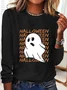 Women's Long Sleeve Tee T-shirt Spring/Fall Text Letters Cotton-Blend Crew Neck Daily Going Out Casual Top Black