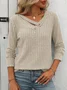 Women's Long Sleeve Tee T-shirt Spring/Fall Plain Buckle V Neck Daily Going Out Casual Top