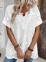 Women's Short Sleeve Blouse Summer Dragonfly Lace Cotton V Neck Daily Going Out Casual Top