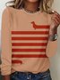 Women's Long Sleeve Tee T-shirt Spring/Fall Striped Lace Crew Neck Daily Going Out Casual Top Yellow