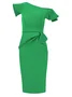 Women's Short Sleeve Summer Plain Ruched Dress One Shoulder Cocktail Going Out Urban Midi H-Line