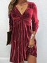 Women's Long Sleeve Spring/Fall Floral Jersey Dress Crew Neck Daily Going Out Casual Mini X-Line Red