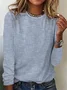 Women's Long Sleeve Tee T-shirt Spring/Fall Striped Lace Crew Neck Daily Going Out Casual Top