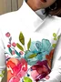 Women's Long Sleeve Blouse Spring/Fall Floral Turtleneck Daily Going Out Casual Top White