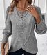 Women's Long Sleeve Blouse Spring/Fall Plain Lace Crew Neck Daily Going Out Casual Top