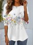 Women's Long Sleeve Tee T-shirt Spring/Fall Floral Jersey Crew Neck Daily Going Out Casual Top White