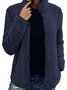 Women's Winter Outerwear Fluff/Granular Fleece Fabric Casual Zipper Plain Long Sleeve Shawl Collar Fleece Coat