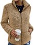 Women's Winter Outerwear Fluff/Granular Fleece Fabric Casual Zipper Plain Long Sleeve Shawl Collar Fleece Coat