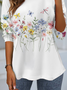 Women's Long Sleeve Tee T-shirt Spring/Fall Floral Jersey Crew Neck Daily Going Out Casual Top White