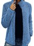 Women's Winter Outerwear Fluff/Granular Fleece Fabric Casual Zipper Plain Long Sleeve Shawl Collar Fleece Coat