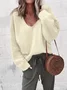 Women's Spring/Fall Plain Casual Long Sleeve V Neck Yarn/Wool Yarn Sweater