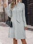 Women's Long Sleeve Spring/Fall Plain Cross Knitted Dress V Neck Daily Going Out Casual Midi H-Line T-Shirt Dress Gray