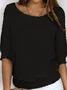 Women's Spring/Fall Plain Casual Three Quarter Sleeve Crew Neck Yarn/Wool Yarn Sweater