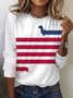 Women's Long Sleeve Tee T-shirt Spring/Fall Dog Printing Jersey Crew Neck Daily Going Out Vintage Top White