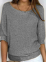 Women's Spring/Fall Plain Casual Three Quarter Sleeve Crew Neck Yarn/Wool Yarn Sweater