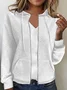 Women's Spring/Fall Outerwear Casual Buttoned Plain Long Sleeve Hoodie Jacket