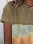 Women's Short Sleeve Tee T-shirt Summer Gradient Pattern Printing Jersey Crew Neck Daily Going Out Vintage Top Khaki