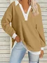 Women's Long Sleeve Blouse Spring/Fall Color Block V Neck Daily Going Out Casual Top Aqua