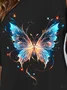 Women's Long Sleeve Tee T-shirt Spring/Fall Butterfly Jersey Crew Neck Daily Going Out Casual Top Black