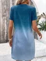 Women's Short Sleeve Summer Ombre Printing Jersey Dress Crew Neck Daily Going Out Casual Mini H-Line TUNIC Blue