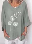 Women's Long Sleeve Blouse Spring/Fall Dandelion Cotton V Neck Daily Going Out Casual Top