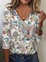 Women's Long Sleeve Tee T-shirt Spring/Fall Paisley Jersey V Neck Daily Going Out Casual Top White