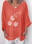 Women's Long Sleeve Blouse Spring/Fall Dandelion Cotton V Neck Daily Going Out Casual Top