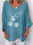 Women's Long Sleeve Blouse Spring/Fall Dandelion Cotton V Neck Daily Going Out Casual Top