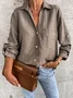 Women's Long Sleeve Shirt Spring/Fall Plain Buttoned Shirt Collar Daily Going Out Casual Top