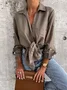 Women's Long Sleeve Shirt Spring/Fall Plain Buttoned Shirt Collar Daily Going Out Casual Top