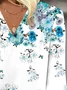 Women's Three Quarter Sleeve Tee T-shirt Spring/Fall Floral Printing V Neck Daily Going Out Vintage Top Blue