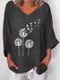 Women's Long Sleeve Blouse Spring/Fall Dandelion Cotton V Neck Daily Going Out Casual Top